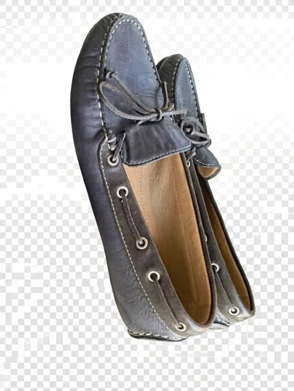 Ecco premium leather loafers driving moccasins gray brown boat shoes EU41 =US10 - Picture 3 of 10
